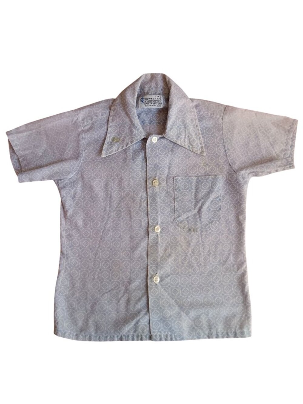 True Vintage Boys 6 Shirt 1970's GRAY TOWNCRAFT POINT COLLAR MOD PRINT RELIC
